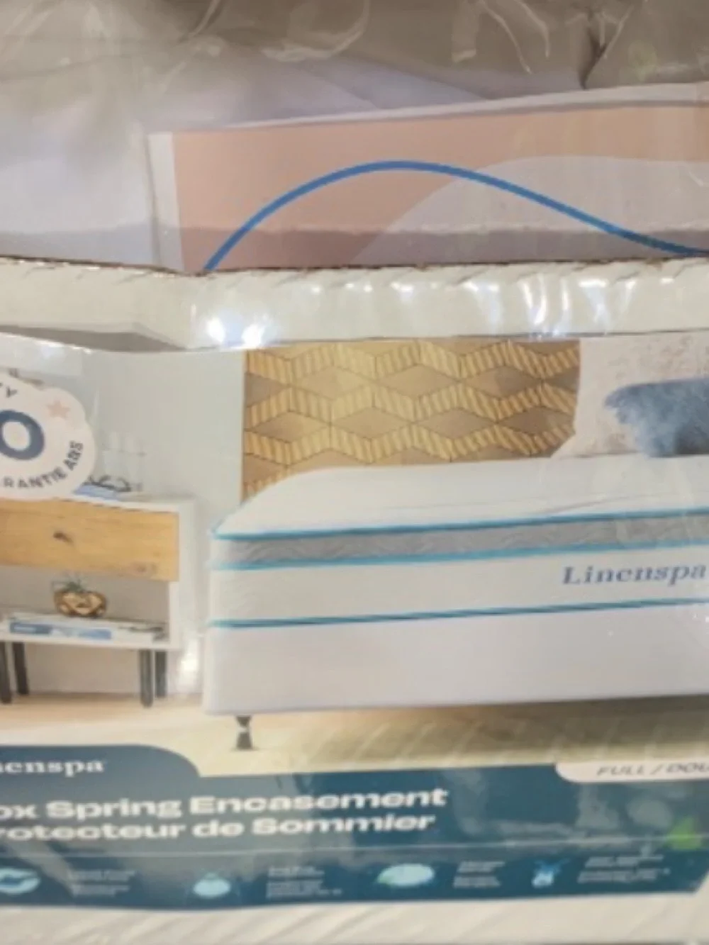 WHITE Box Spring Encasement Zippered & Waterproof Complete Protection FULL